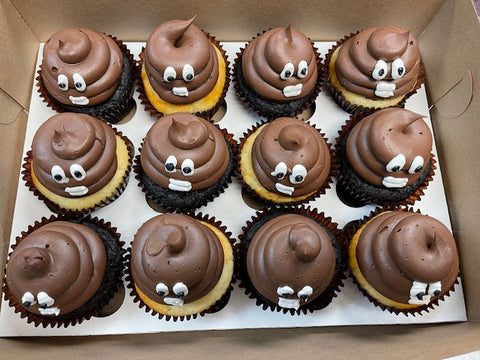 Chocolate Buttercream Poop Emoji Cupcakes