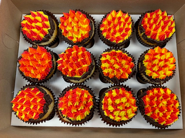 Fire Cupcakes with Crumbled Oreos
