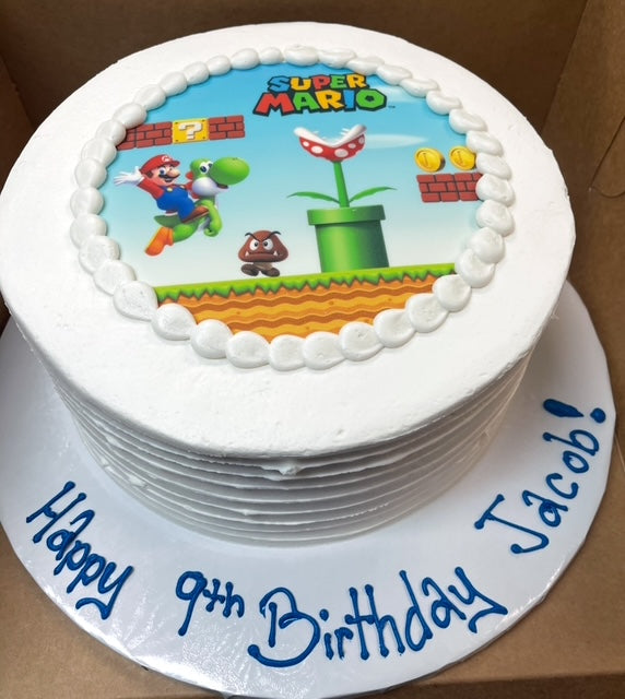 Super Mario Edible Print Cake with Spiral Textured Sides