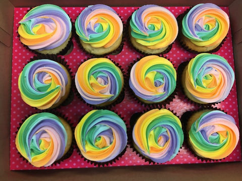 Pastel Rainbow Swirl Cupcakes