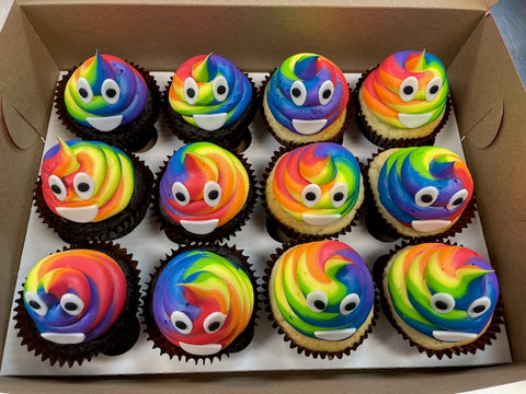 Rainbow Poop Emoji Cupcakes
