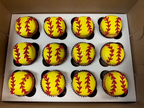 12 Softball Cupcakes