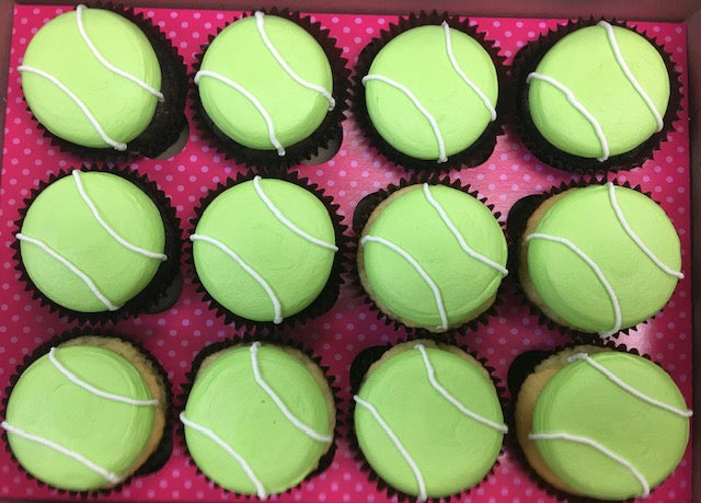 12 Tennis Ball Cupcakes